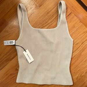 Aritzia babaton sculpt knit top matte pearl
